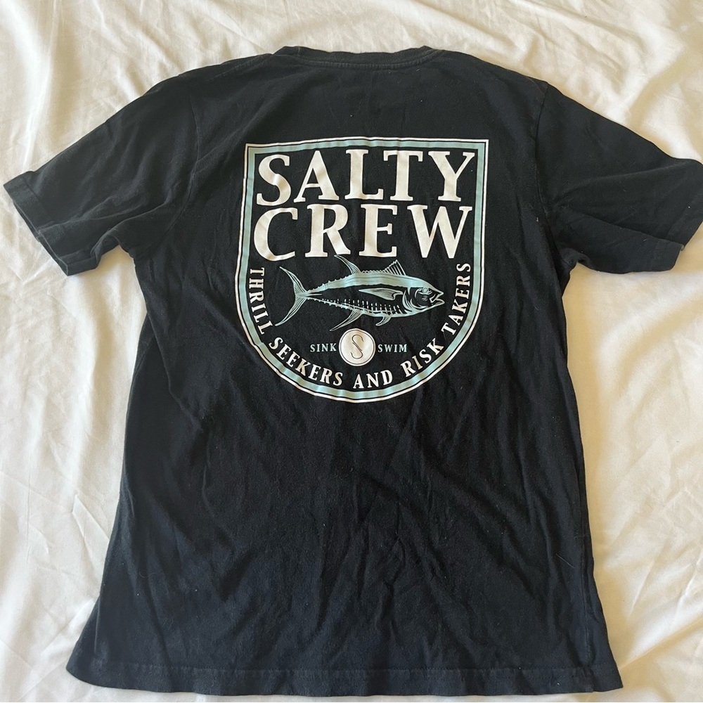 Salty Crew Black Tee with Fish Graphic